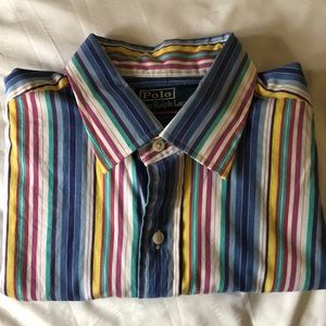 Vintage Polo by Ralph Lauren Men’s Curham Classic Fit Multi-Stripped Dress Shirt